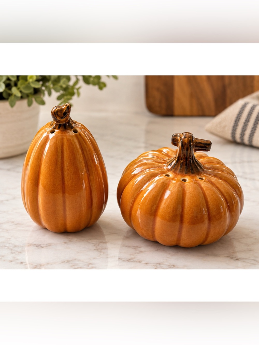 Ceramic Pumpkin Salt and Pepper Shakers